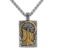 TQWSVUM Collana da Uomo Viking Pirate Ship Tree of Life - Norse Vintage Yggdrasil Acciaio Inossidabile Amuleto Ciondolo - Medievale Gotico Pagano Protezione Gioielli Maglione Catena