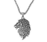 TQWSVUM Collana di Leoni con Nodo Celtico Vichingo - Collana Pendente con Testa di Leone in Acciaio Inossidabile Nordico per Uomini Donne -Gioielli D'amuleto Animali Pirati Hip Hop Vintage Fatti