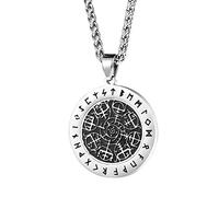 TQWSVUM Collana Girevole Vegvisir Vichingo per Uomo - Collana con Pendente A Bussola in Acciaio Inossidabile con Rune Nordiche - Gioielli con Amuleto Pagano Totem con Rune Futhark Gotiche Vintage