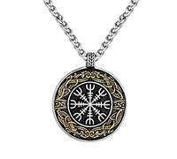 TQWSVUM Collana Helm of Awe da Uomo in Acciaio Inossidabile,Amuleto con Ciondolo con Runa Celtica Vichinga A Doppio Colore, Moda retrò Aegishjalmur Totem Hip Hop Clavicola Gioielli A Catena