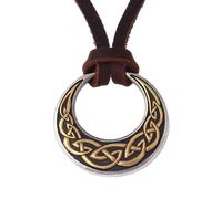 TQWSVUM Collana Luna Nodo Celtico per Uomo Donna - Collana con Ciondolo Rotondo Nodo Celtico Vichingo Triquetra - Regalo Gioielli Amuleto Pagano Nodo Irlandese Vintage Nordico in Acciaio
