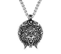 TQWSVUM Collana Lupo Vichingo per Uomo Donna, Collana Norrena Fenrir in Acciaio Inossidabile, Nordic Odin Celtic Knot Wolf Head Rune Ciondolo Punk Gioielli Animali Pagani