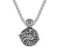 TQWSVUM Collana Nordica Vichinga Celtica Drago per Uomo - Acciaio Inossidabile Polacco Vintage Vegvisir Animale Ciondolo Amuleto - Fatto A Mano Nodo Celtico Bussola Modello Gioielli di Fascino