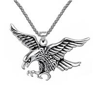 TQWSVUM Collana Pendente Aquila in Acciaio Inossidabile da Uomo, Amuleto Nordico Viking Flying Eagle, Gothic Punk Animal Sweater Clavicle Chain Jewelry Regalo for La Festa del papà