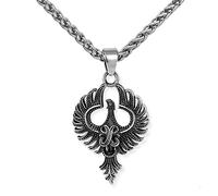 TQWSVUM Collana Pendente Fenice -Uomo Donna Acciaio Inossidabile Vintage Fenice Animale Talismano -Moda Hip Hop Rock Biker Charm Punk Phoenix Head Jewelry
