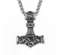 TQWSVUM Collana Talismano Martello Vichingo Norreno, Uomo Donna Nodo Celtico in Acciaio Inossidabile Ciondolo Mjolnir, Gioielli Vintage Scandinavi Amuleti Scandinavi Fatti A Mano