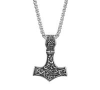 TQWSVUM Collana Vichinga Mjolnir da Uomo -Ciondolo A Martello di Thor con Nodo Celtico in Acciaio Inossidabile Fatto A Mano -Mitologia Norrena Odino Forza Amuleto Gioielli Irlandesi Pagani