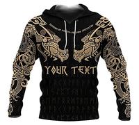 TQWSVUM Felpa con Cappuccio con Coulisse Stampa Tatuaggio Martello di Thor Vichingo da Uomo, Pullover Totem Drago Celtico Yggdrasil Mitologia Norrena, Felpe con Maniche Lunghe Pirata Vintage