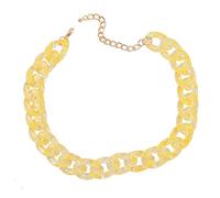 TQWSVUM Girocollo A Catena A Maglie Cubane Acrilico Colorato da Donna, Collana Chunky in Plastica in Plastica Spessa in Metallo Punk, Catena di Clavicola Boema da Spiaggia Estiva