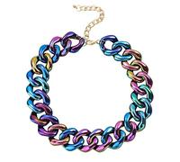 TQWSVUM Girocollo A Catena in Acrilico Colorato per Le Donne,Collane A Catena A Maglie Cubane in Resina Plastica Esagerata,Vintage Punk Statement Boho Fashion Jewelry Regalo per Ragazze