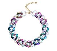 TQWSVUM Girocollo A Catena in Acrilico Colorato per Le Donne,Collane A Catena A Maglie Cubane in Resina Plastica Esagerata,Vintage Punk Statement Boho Fashion Jewelry Regalo per Ragazze