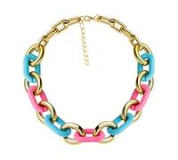 TQWSVUM Girocollo Grosso con Catena in Resina Acrilica, Collana da Donna con Catena A Maglia Cubana in Metallo,Gioielli con Catena A Clavicola Regolabile Esagerata Moda Vintage Punk
