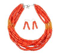 TQWSVUM Girocollo Multistrato Big Beads da Donna, Bohémien Resina Perline Pendente Collana Orecchini Set, Acrilico Chunky Vintage Fashion Party Statement Jewelry