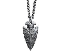 TQWSVUM Helm of Awe Spear Head Collana Vichinga, Aegishjalmr Protection Talisman Arrowhead Pendant, Nordic Celtic Pagan Vintage Punk Viking Jewelry per Uomini Donne