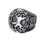 TQWSVUM Mens Tree Of Life 316L Anello Sigillo In Acciaio Inossidabile, Anello Amuleto Vichingo Norreno Yggdrasil, Vintage Hip Hop Fashion Punk Style Regalo Festa del Papà Gioielli Taglia 7-13