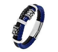 TQWSVUM Mens Viking Beads Bracciale Intrecciato in Pelle A Doppio Strato - Nordic Thor's Hammer Stainless Steel Beads Cuff Polsino -Coppia Mjolnir Amuleto Moda Bangle Gioielli
