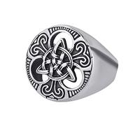 TQWSVUM Mens Viking Celtic Triquetra Anello - Anello da Motociclista Con Sigillo Con Nodo Celtico Nordico In Acciaio Inossidabile - Fascino Punk Alla Moda Scava Fuori Il Regalo dei Gioielli 'anello