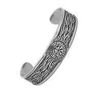 TQWSVUM Mens Viking Compass Cuff Bracciale - Nordic Vegvisir Bracciale Pirata in Acciaio Inossidabile - Gioielli Fatti A Mano con Amuleto per Bracciale Hip Hop
