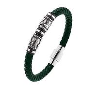 TQWSVUM Mens Viking in Acciaio Inossidabile Mjolnir Beads Bracciale in Pelle - Nordic Thor's Hammer Bead Intrecciato Corde Polsino Bracciale - Gioielli Vintage di Moda di Coppia Fatti A Mano