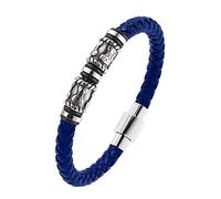 TQWSVUM Mens Viking in Acciaio Inossidabile Mjolnir Beads Bracciale in Pelle - Nordic Thor's Hammer Bead Intrecciato Corde Polsino Bracciale - Gioielli Vintage di Moda di Coppia Fatti A Mano