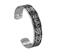 TQWSVUM Mens Viking Pirate Celtic Knot Cuff Bracciale -Braccialetti con Apertura in Acciaio Inossidabile con Nodo della Trinità Nordica -Gioielli D'amuleto del Nodo A Triangolo Fatti A Mano