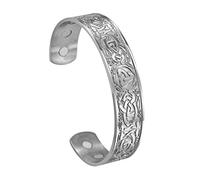 TQWSVUM Mens Viking Pirate Celtic Knot Cuff Bracciale -Braccialetti con Apertura in Acciaio Inossidabile con Nodo della Trinità Nordica -Gioielli D'amuleto del Nodo A Triangolo Fatti A Mano