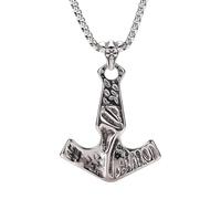 TQWSVUM Mitologia Nordica Collana Pendente Odin Viking Mjolnir, Amuleto Martello Thor's in Acciaio Inossidabile Uomo, Gioielli Pagani in Stile Gotico Medievale di Protezione Religiosa Fatta A Mano