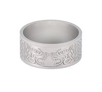 TQWSVUM Mitologia Norrena Anello Lupo Vichingo Per Uomo -Anello da Dito A Doppia Testa di Lupo Con Nodo Celtico In Acciaio Inossidabile -Unisex Odin Fenrir Hip Hop Rock Amuleto Gioielli
