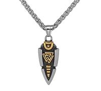 TQWSVUM Mitologia Norrena Collana con Lancia di Odino - Ciondolo A Punta di Freccia Gungnir in Acciaio Inossidabile da Uomo - Simbolo Valknut Medievale Vintage Amuleto Gioielli Islandesi
