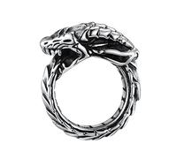 TQWSVUM Mitologia Norrena Dragon Ring For Men, Anello Viking In Acciaio Inossidabile Dragon Scales, Punk vintage Halloween Skull Ring Animal Jewelry Regalo Accessori Per la Festa del Papà