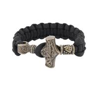 TQWSVUM Mitologia Norrena Mjolnir Paracord Bracciale - Uomo Vichingo in Acciaio Inox Perlina Martello di Thor's Intrecciato Corda Bracciale - Moda Medievale Street Punk Dichiarazione Gioielli
