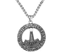 TQWSVUM Mitologia Norrena Rune Vichinghe Collana con Ciondolo Mjolnir - Amuleto con Nodo Celtico Martello Thor's in Metallo da Uomo - Gioielli Scandinavi Punk di Moda Pagana Celtica Norrena