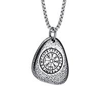 TQWSVUM Nordic Rune Bussola Vegvisir Collana - Collana con Ciondolo Simbolo Valknut in Acciaio Inossidabile Vichingo - Uomini Donne Talismano Rock Punk Celtic Pagan Jewelry