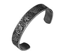 TQWSVUM Nordic Tree of Life Odin's Raven Cuff Bracciale - Uomo Donna Acciaio Inossidabile Nodo Celtico Yggdrasil Bracciale Aperto - Gioielli Fatti A Mano in Metallo Moda Vintage Talismano Corvo