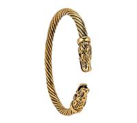 TQWSVUM Nordic Viking Fenrir Wolf Head Bracciale - Bracciale Rigido da Uomo in Acciaio Inossidabile con Doppia Testa di Lupo - Braccialetto Pagano Celtico Vintage di Moda Regalo di Compleanno