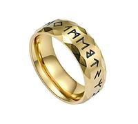 TQWSVUM Nordic Viking Fuþark Band Ring - Anello Pirata da Uomo In Acciaio Inossidabile 8mm Circle - Unisex Moda Medievale Gotico Pagano Amuleto Fede Nuziale Gioielli