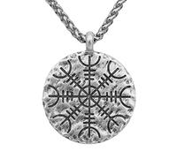TQWSVUM Nordic Viking Helm of Awe Collana - Donna Uomo Acciaio Inox Aegishjalmur Pendente Talismano -Fatto A Mano Norreno Mitologia Protezione Pagan Jewelry Gift