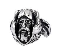 TQWSVUM Nordic Viking Odin Crow Anello - Anello Amuleto Lupo Guerriero In Acciaio Inossidabile da Uomo - Anello Pirata Vintage Lucido Fatto A Mano Festa di Natale Gioielli di Halloween