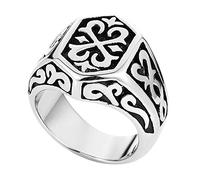 TQWSVUM Nordic Viking Thor's Hammer Mjolnir Ring, Men Stainless Steel Letter Odin Amulet Signet Ring, Moda Stile Gotico Protezione Religiosa Gioielli Scandinavi