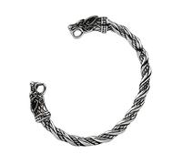 TQWSVUM Nordic Viking Wolf Testa Torc Braccialetto in Acciaio Inossidabile, Uomini Geri E Freki Bracciale Contorto, Protezione Religione retrò Animal Amulet Celtic Pagan Jewelry
