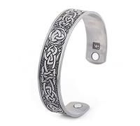 TQWSVUM Norse Celtic Knot Trinity Cuff Bangle for Men, Viking Irish Knot Regolabile Bracciale Aperto Wristband, Handmade Polished Vintage Punk Scandinavo Women Jewelry