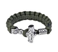 TQWSVUM Norse Viking Thor's Mjolnir Hammer Camouflage Paracord Bracciale,Le Corna di Odino, Vegvisir,Valknut,Helm of Awe