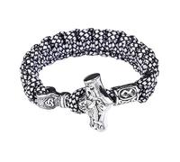TQWSVUM Norse Viking Thor's Mjolnir Hammer Camouflage Paracord Bracciale,Le Corna di Odino, Vegvisir,Valknut,Helm of Awe