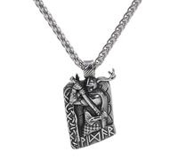 TQWSVUM Norvegeno in Acciaio Inox Odin Collana - Viking Celtic Nodo Runa Odin Guerriero Ciondolo Amuleto - Vintage Protezione Hip Hop Pagano Maglione Clavicola Catena Gioielli