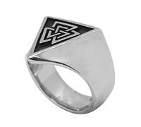 TQWSVUM Odin Simbolo Valknut Anello, Anello In Acciaio Inossidabile Simbolo del Triangolo Nordico Vichingo Valknut, Amuleto Vintage da Uomo Pirate Ring Gioielli Regalo di Natale