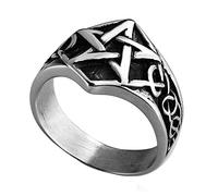 TQWSVUM Pentagramma In Acciaio Inossidabile da Uomo Anelli Vichinghi Stella, Celtici Nordici Nodo Gotico Fascino Pagano Amuleto, Moda Donna Vintage Punk Biker Gioielli Regalo
