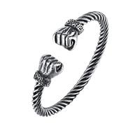 TQWSVUM Pugno Aperto Bangle per Uomini Donne - Bracciale A Pugno in Acciaio Inossidabile Viking Vintage - Unisex Regolabile Hip Hop Punk Twisted Wristbands Gioielli di Fascino di Moda