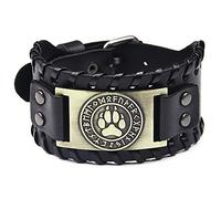 TQWSVUM Runa Norrena Orso Zampa Vichingo in Pelle Braccialetto, Uomini in Pelle Intrecciata Corda Fascino Braccialetto Polsino Largo Polsino, Medioevo Celtico Pagano Amuleto Scandinavo Gioielli