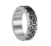 TQWSVUM Uomini Donne Vichingo Celtic Knot Spinner Band Ring - Nordic Triquetra Nodo Anello Girevole In Acciaio Inossidabile - Nodo Irlandese Promessa Anello Gioielli Fatti A Mano 8MM