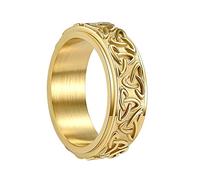 TQWSVUM Uomini Donne Vichingo Celtic Knot Spinner Band Ring - Nordic Triquetra Nodo Anello Girevole In Acciaio Inossidabile - Nodo Irlandese Promessa Anello Gioielli Fatti A Mano 8MM